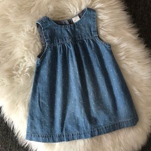H&M 🌸 Baby Girl Polka-Dot Washed Denim Dress 🌸